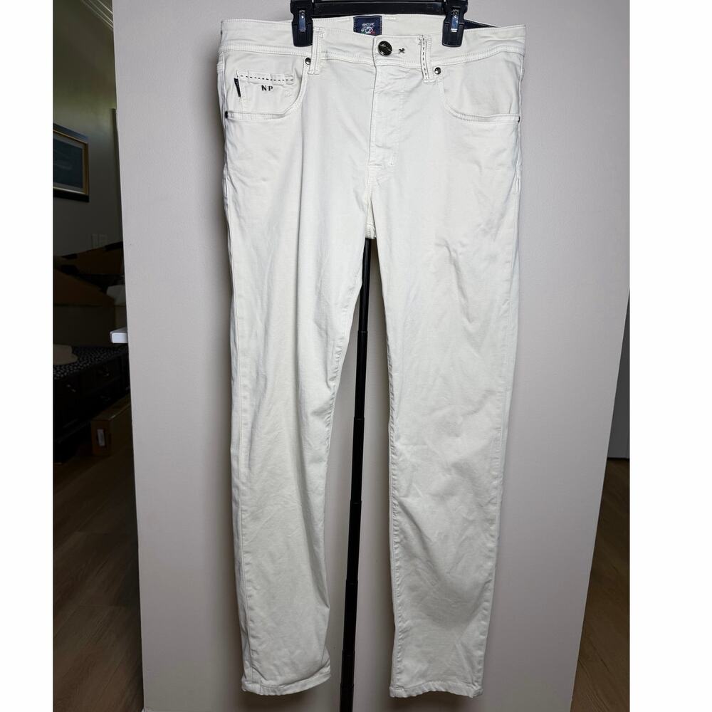 Tramarossa Michelangelo Zip Stretch Slim Cream Colored Jeans Size 34 Waist